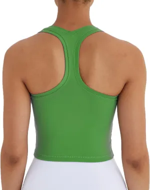 Women's Cropped Racerback Tank Tops Running Workout Tops Active Yoga Tops