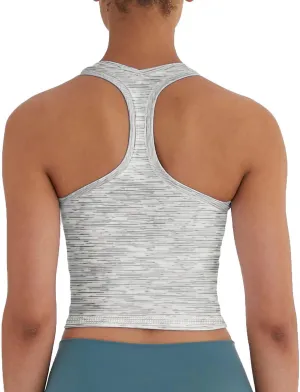 Women's Cropped Racerback Tank Tops Running Workout Tops Active Yoga Tops