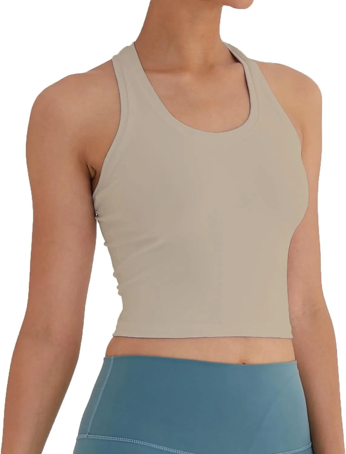 Women's Cropped Racerback Tank Tops Running Workout Tops Active Yoga Tops