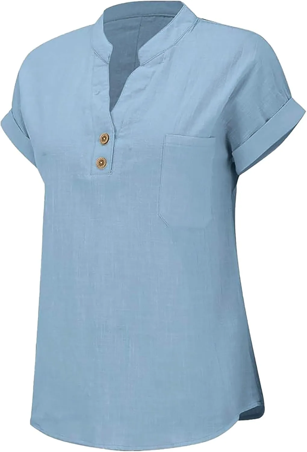 Women's Floral Print Linen Short Sleeve T Shirt Summer Basic Casual Oversized Blouses V-Neck Loose Tshirt