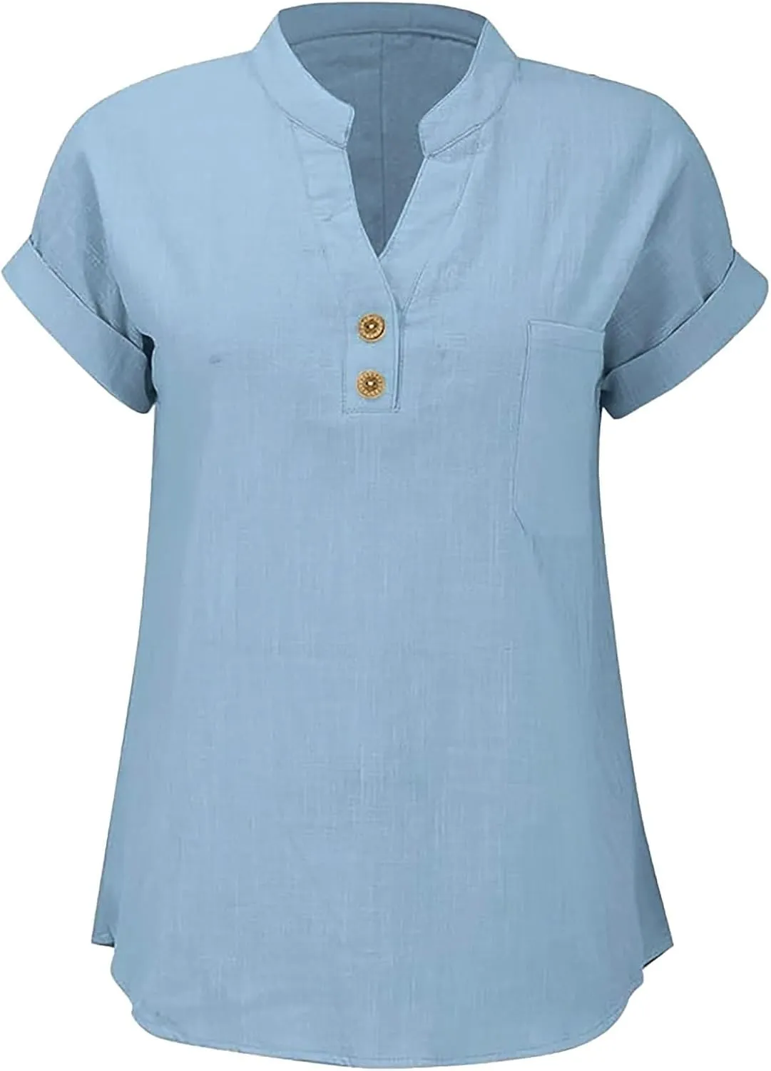 Women's Floral Print Linen Short Sleeve T Shirt Summer Basic Casual Oversized Blouses V-Neck Loose Tshirt