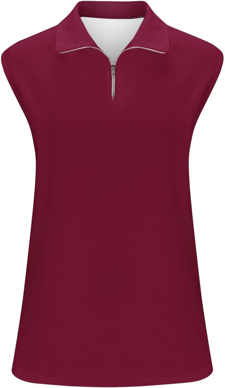 Womens Golf Shirt Tank Tops 1/4 Zip Tennis Tank Tops with Collar Outdoor Lightweight Quick Dry Workout Athletic Tops
