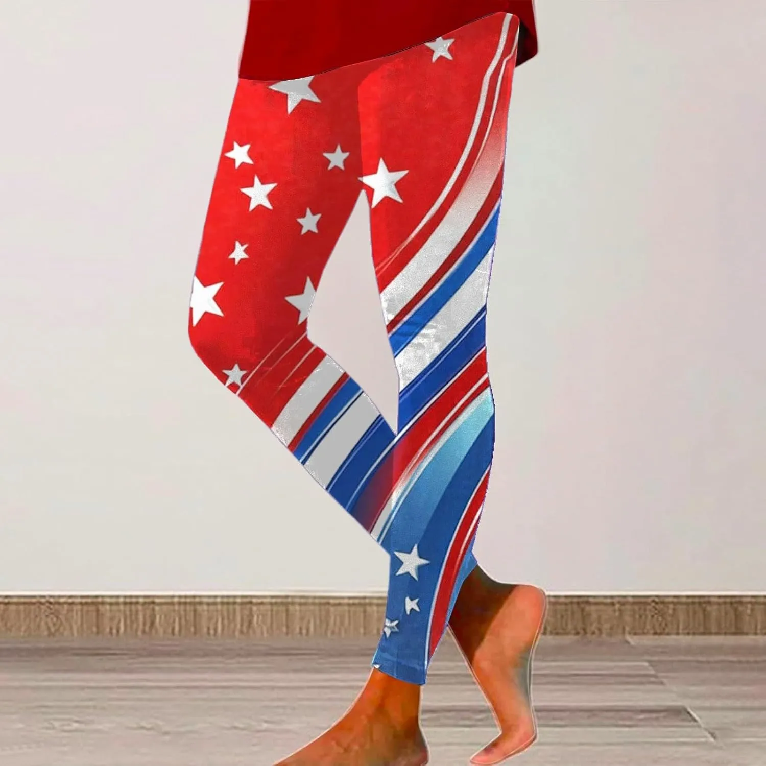 Womens High Waist American Flag Leggings Comfort Stripes Patriotic Tights Butt Lift Sports Running Yoga Pants