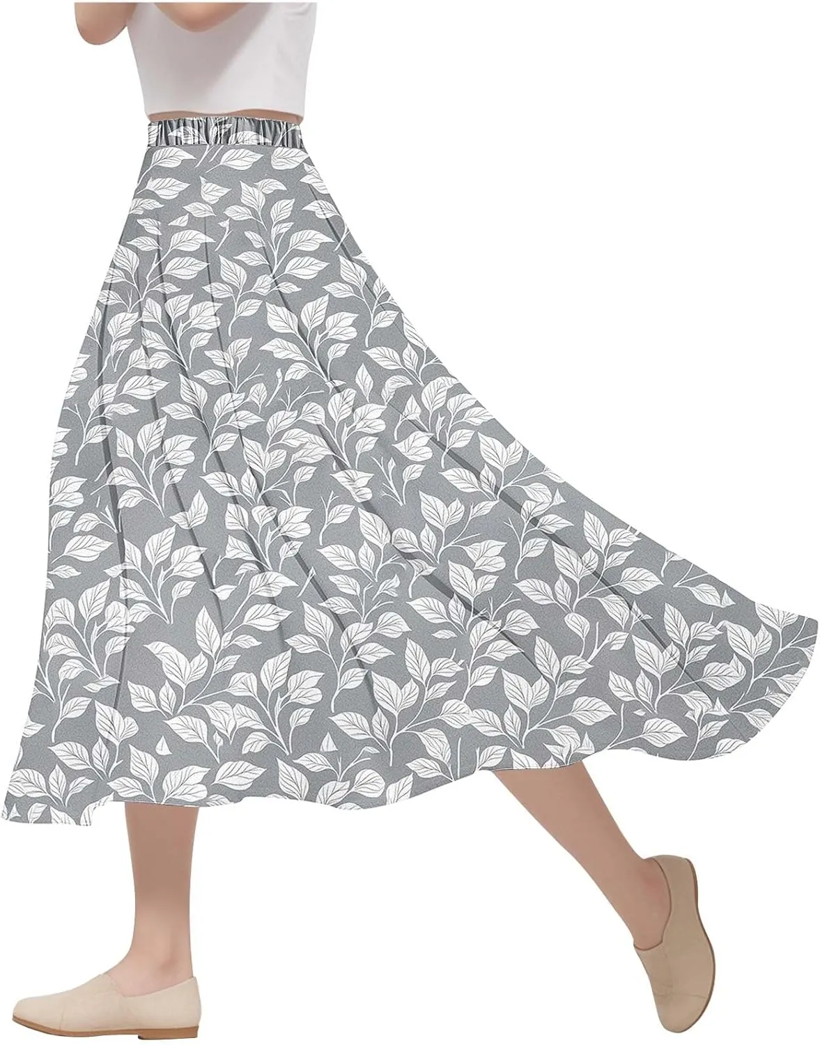 Women's High Waisted Flowy Swing Skirt, Fashion Floral Print Summer Beach Shirts Comfy Casual Daily Going Out Clothes