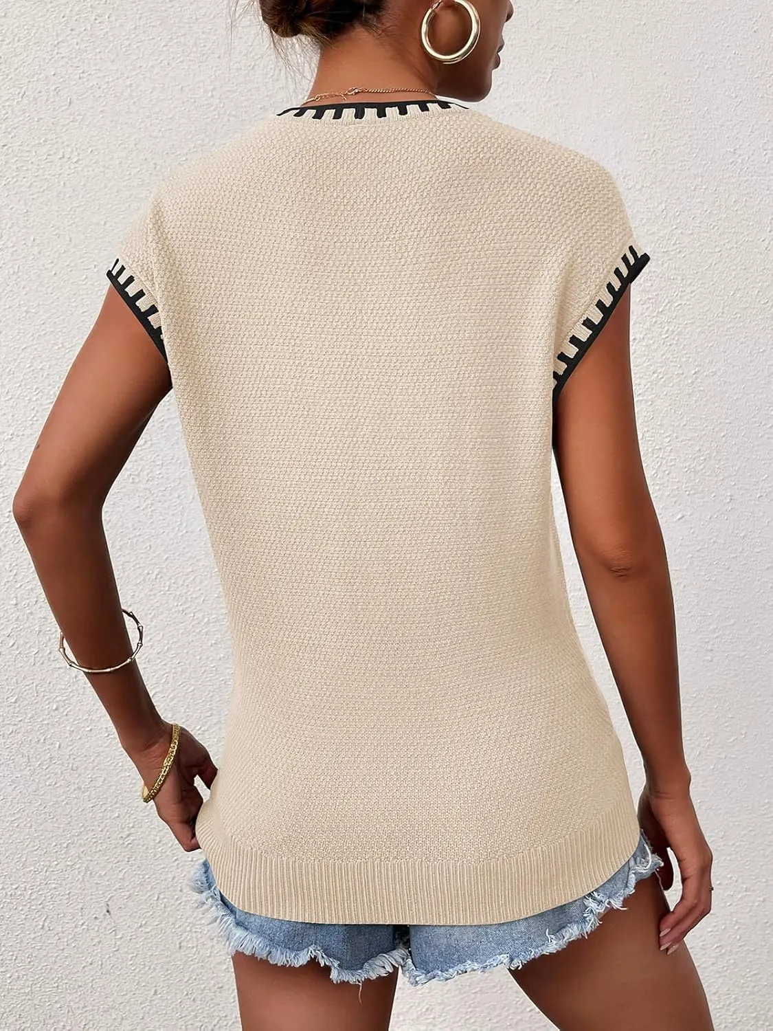 Womens Knit Sweater Tops Cap Sleeve Vest Summer Tops 2025 Sleeveless Tank Tops Clothes Trendy T Shirts Fall