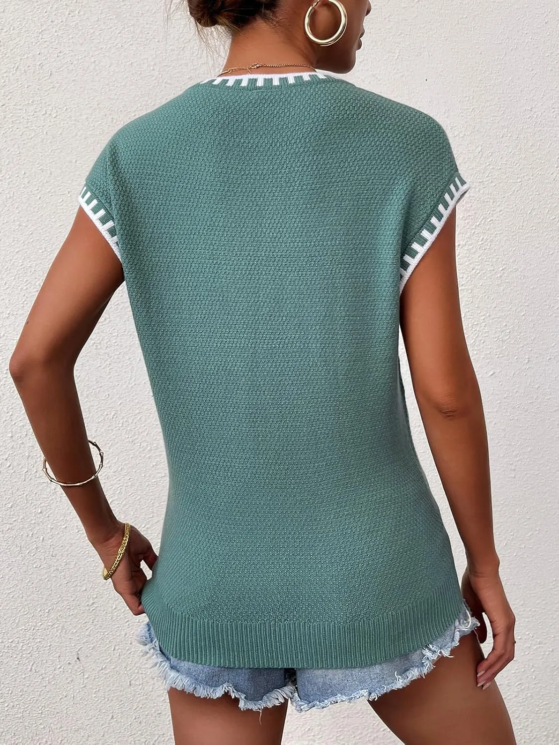 Womens Knit Sweater Tops Cap Sleeve Vest Summer Tops 2025 Sleeveless Tank Tops Clothes Trendy T Shirts Fall
