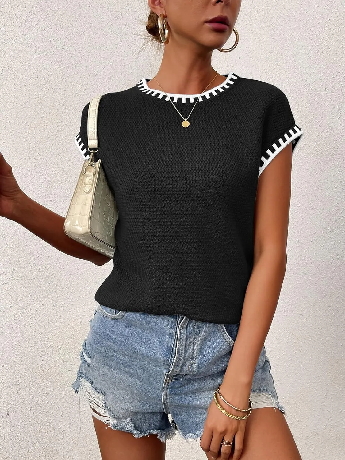 Womens Knit Sweater Tops Cap Sleeve Vest Summer Tops 2025 Sleeveless Tank Tops Clothes Trendy T Shirts Fall