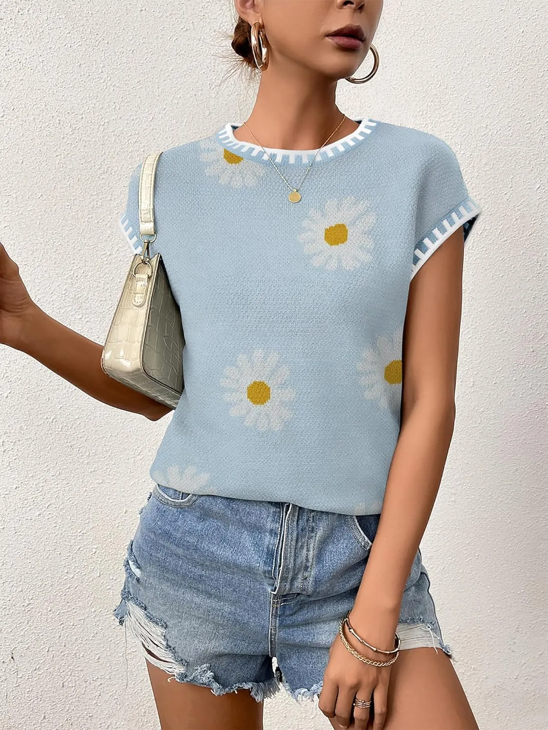 Womens Knit Sweater Tops Cap Sleeve Vest Summer Tops 2025 Sleeveless Tank Tops Clothes Trendy T Shirts Fall