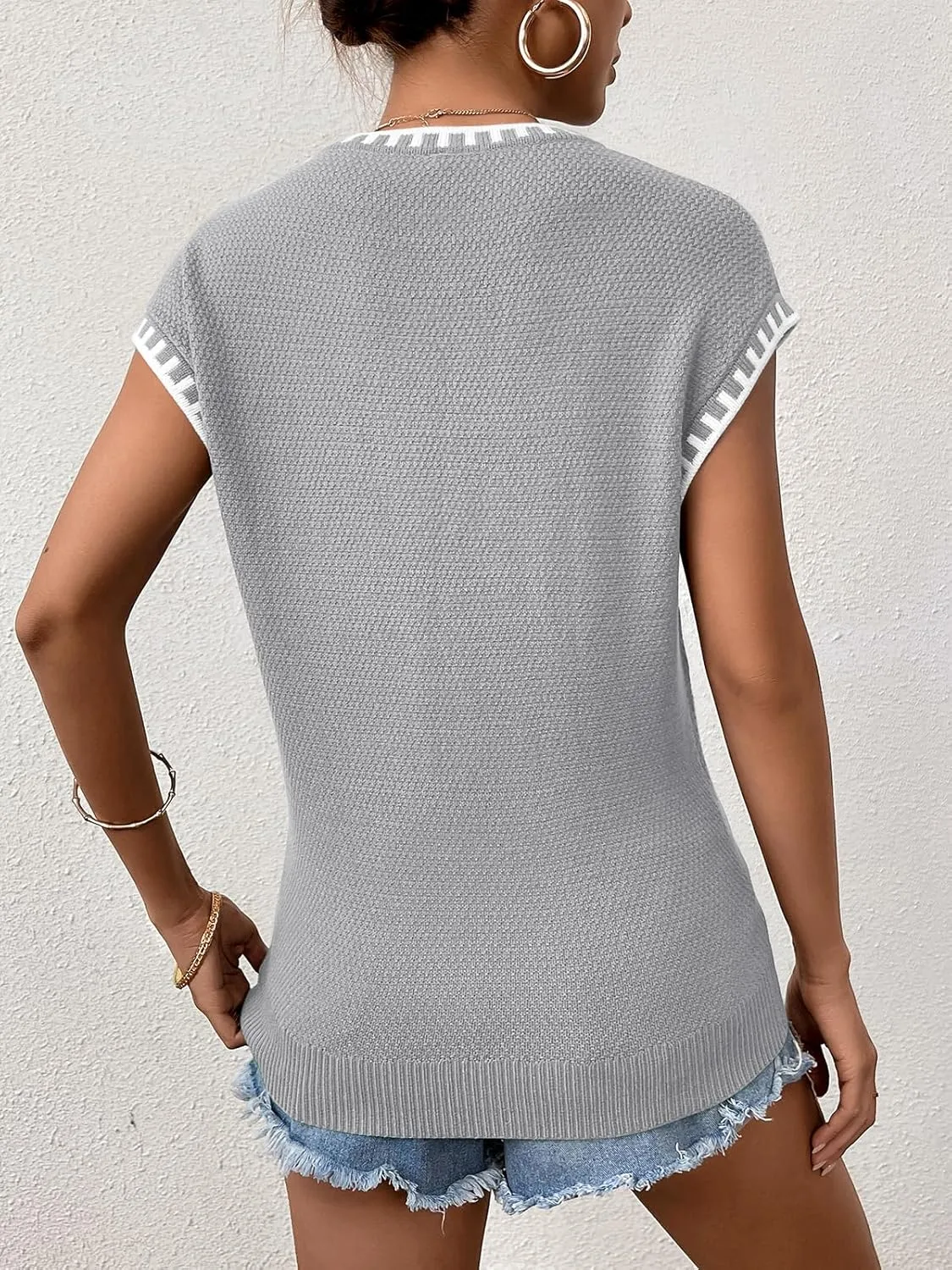 Womens Knit Sweater Tops Cap Sleeve Vest Summer Tops 2025 Sleeveless Tank Tops Clothes Trendy T Shirts Fall