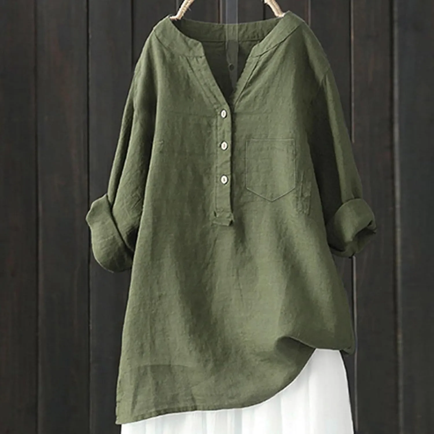 Women's Linen Shirts Summer Linen Embroidery Floral Short Sleeve T Shirts Casual Loose Henley V Neck Blouses