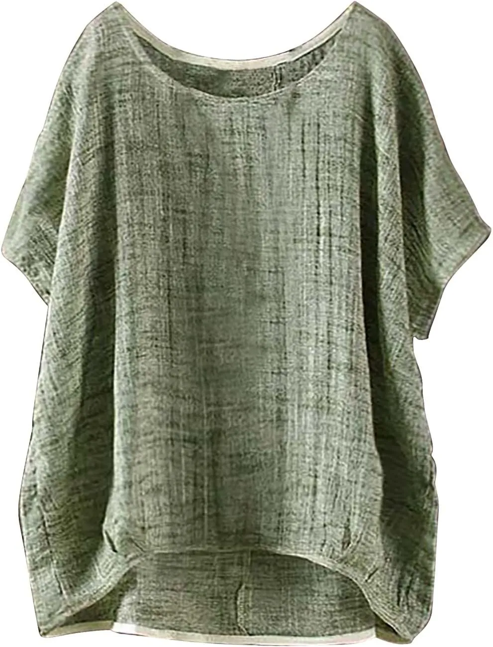 Women's Linen Shirts V-Neck Button Blouse Plain Solid Summer Tee Tops Long Sleeve Loose Fit T-Shirts