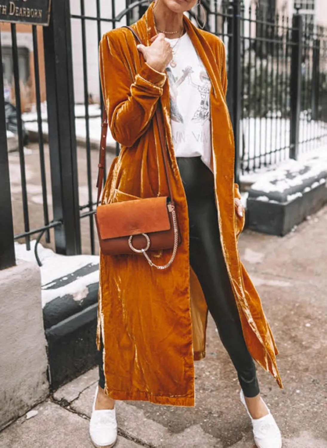 Women's Long Velvet Cardigan Jacket Casual Open Front Lapel Cardigan Maxi Blazer Duster Sweater with Pocket
