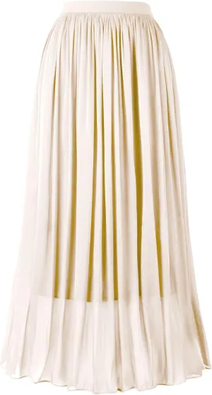 Women's Metallic Shiny Maxi Skirts Lightweight Silky Flowy Skirt for Summer Beach Holiday