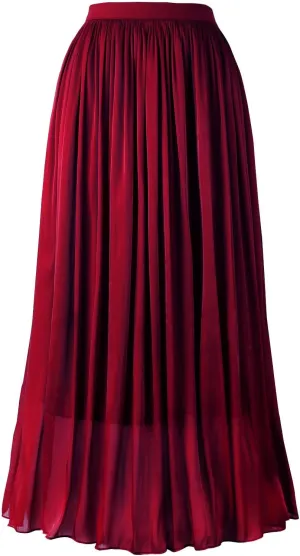 Women's Metallic Shiny Maxi Skirts Lightweight Silky Flowy Skirt for Summer Beach Holiday