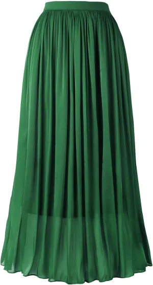 Women's Metallic Shiny Maxi Skirts Lightweight Silky Flowy Skirt for Summer Beach Holiday