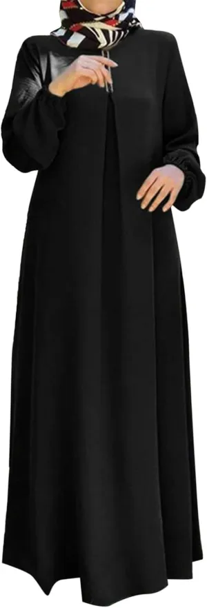 Womens Muslim Robe Loose Fancy Maxi Dress Turkey Islamic Middle East Dubai Long Gown Full Length Dress with Belt