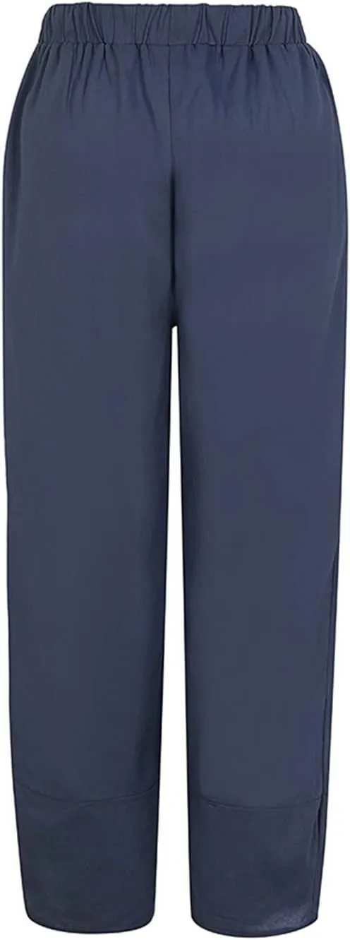 Women's Pants Casual Summer Elastic High Waist Linen Pants Straight Leg Wide Leg Cropped Pants Yoga Pants Plus