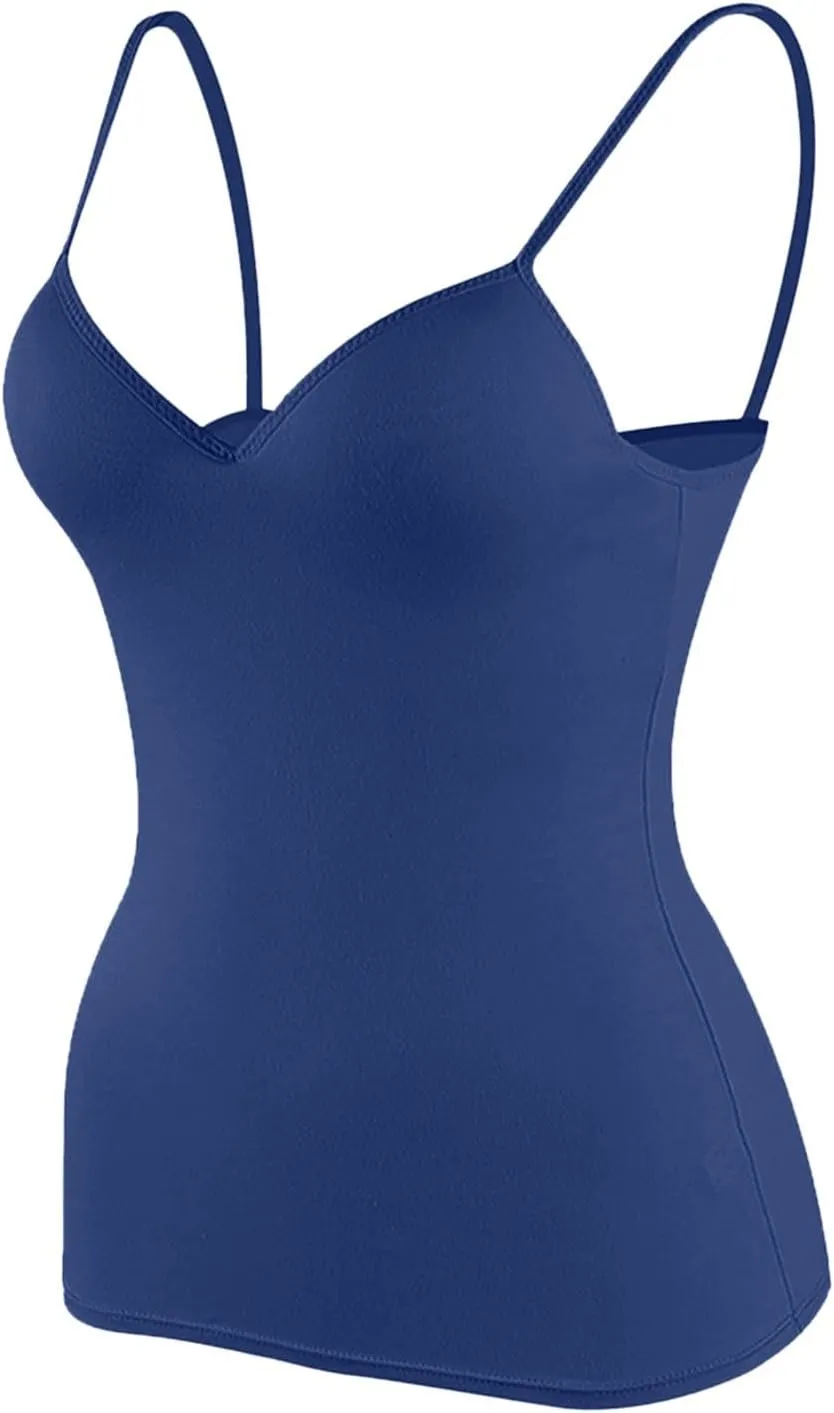Women's Shelf Bra Camisoles Tops Adjustable Strap Cami Tank Workout Yoga Shirts Cotton Layering Undershirts