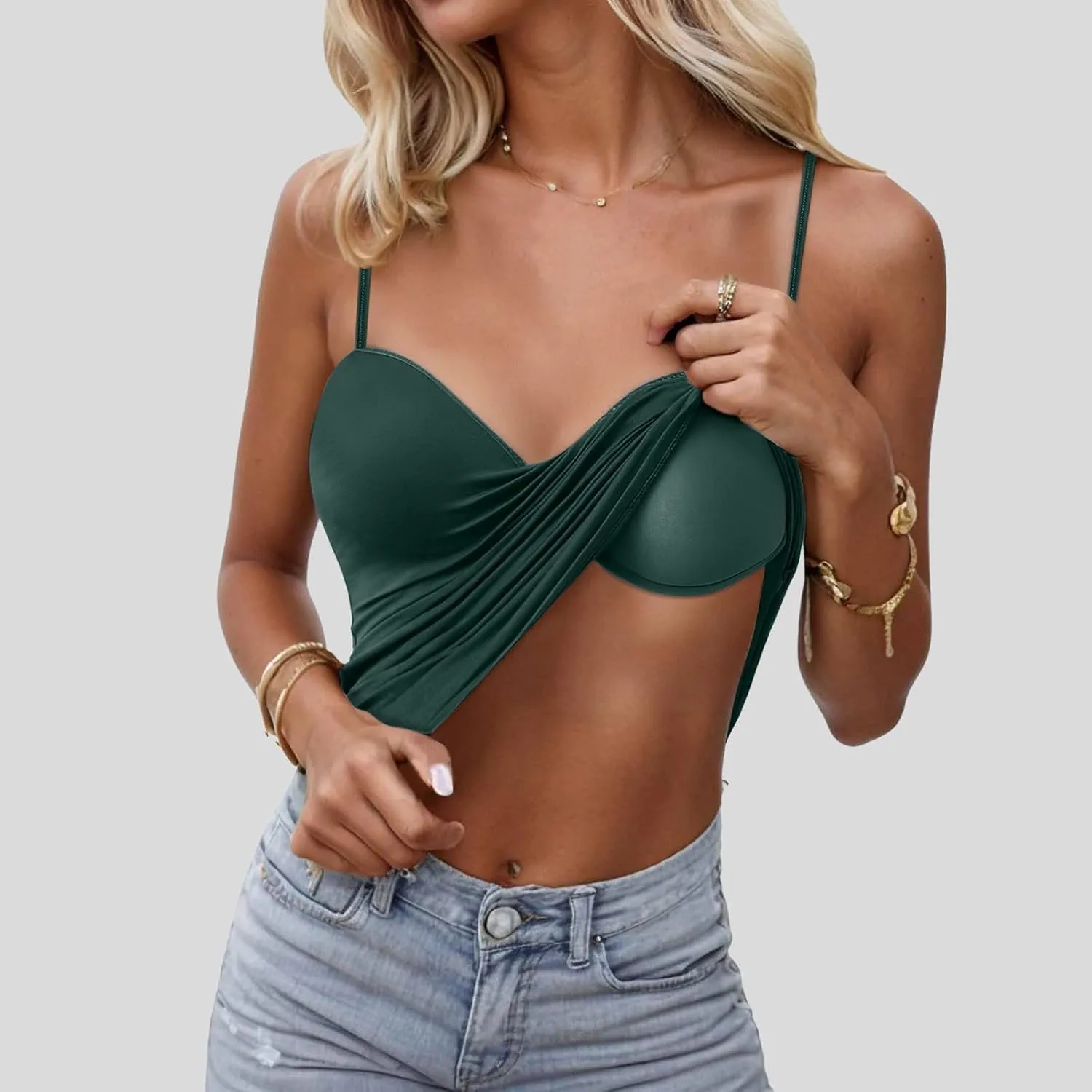 Women's Shelf Bra Camisoles Tops Adjustable Strap Cami Tank Workout Yoga Shirts Cotton Layering Undershirts