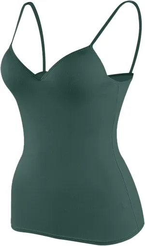 Women's Shelf Bra Camisoles Tops Adjustable Strap Cami Tank Workout Yoga Shirts Cotton Layering Undershirts