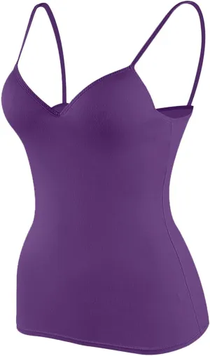 Women's Shelf Bra Camisoles Tops Adjustable Strap Cami Tank Workout Yoga Shirts Cotton Layering Undershirts