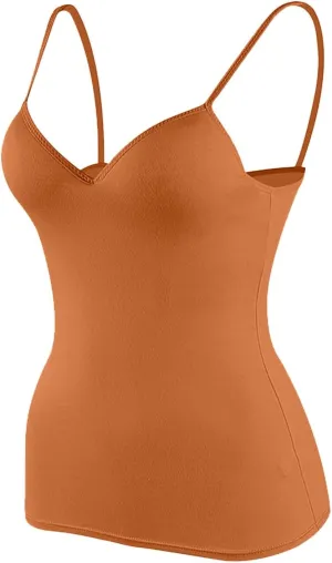 Women's Shelf Bra Camisoles Tops Adjustable Strap Cami Tank Workout Yoga Shirts Cotton Layering Undershirts
