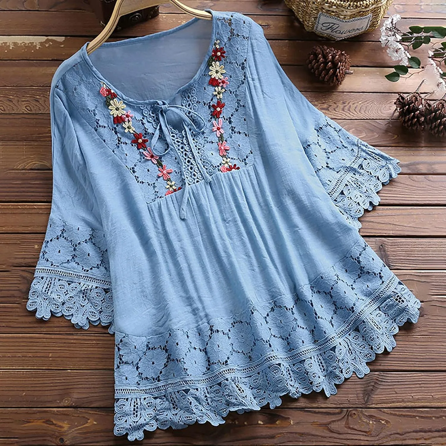 Women's Short Sleeve Linen Shirts Casual Crew Neck Lightweight T-Shirts Button Loose Fit Summer Tee Top
