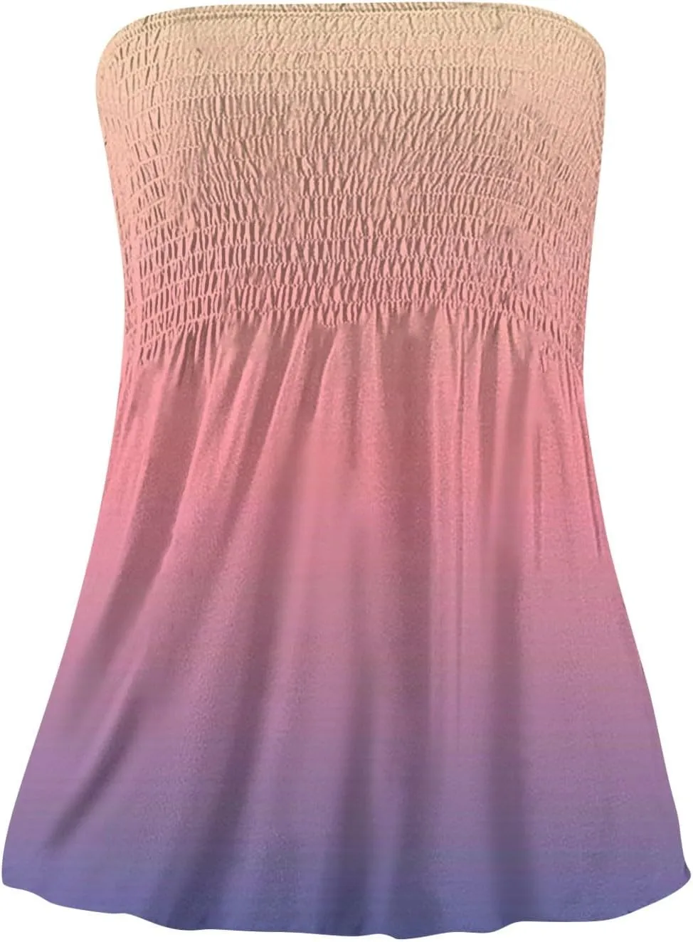 Womens Smocked Strapless Bandeau Tank Tops Floral Tube Tops Backless Bandeau Tunic Tops Sleeveless Shirts