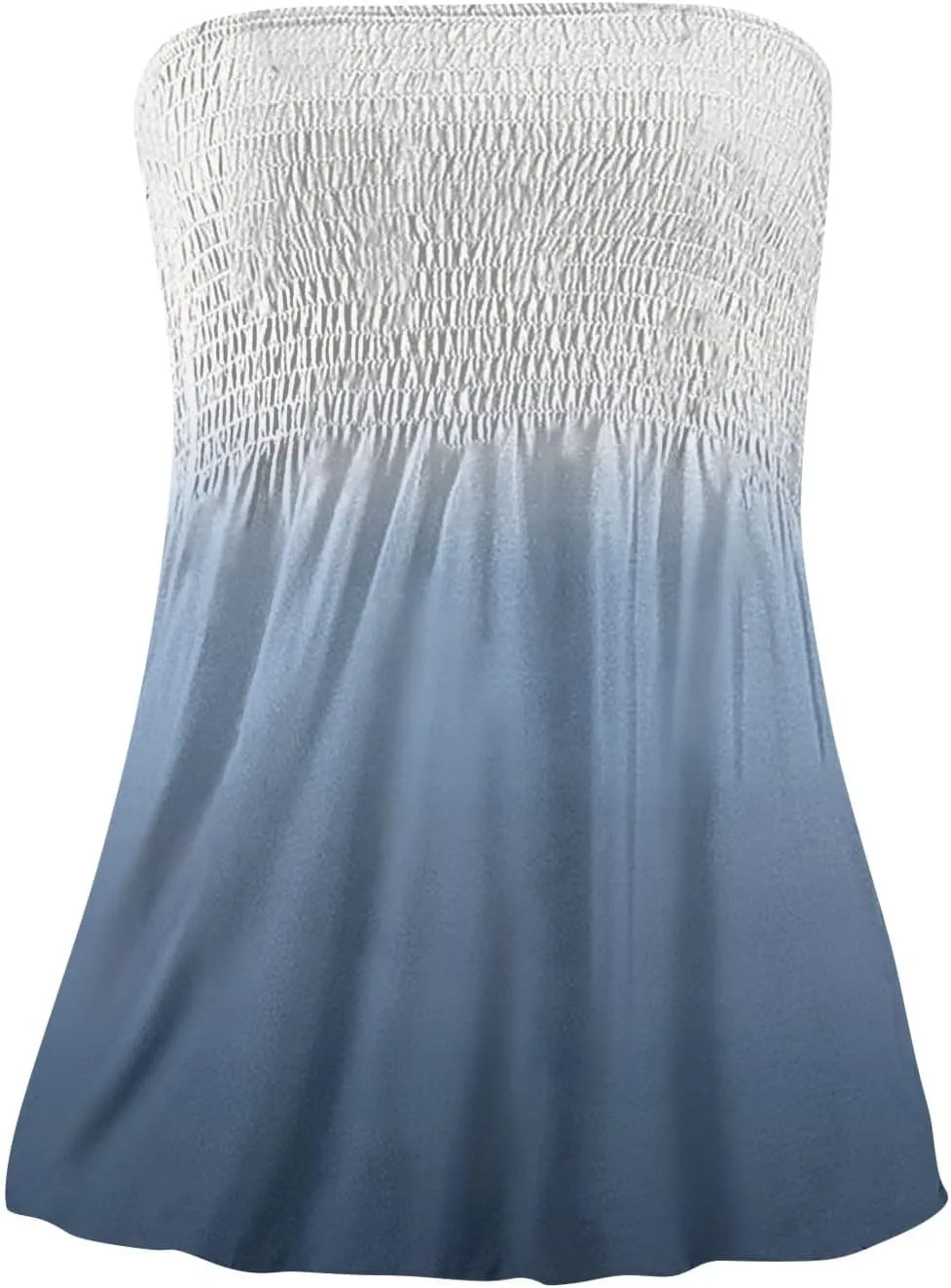 Womens Smocked Strapless Bandeau Tank Tops Floral Tube Tops Backless Bandeau Tunic Tops Sleeveless Shirts