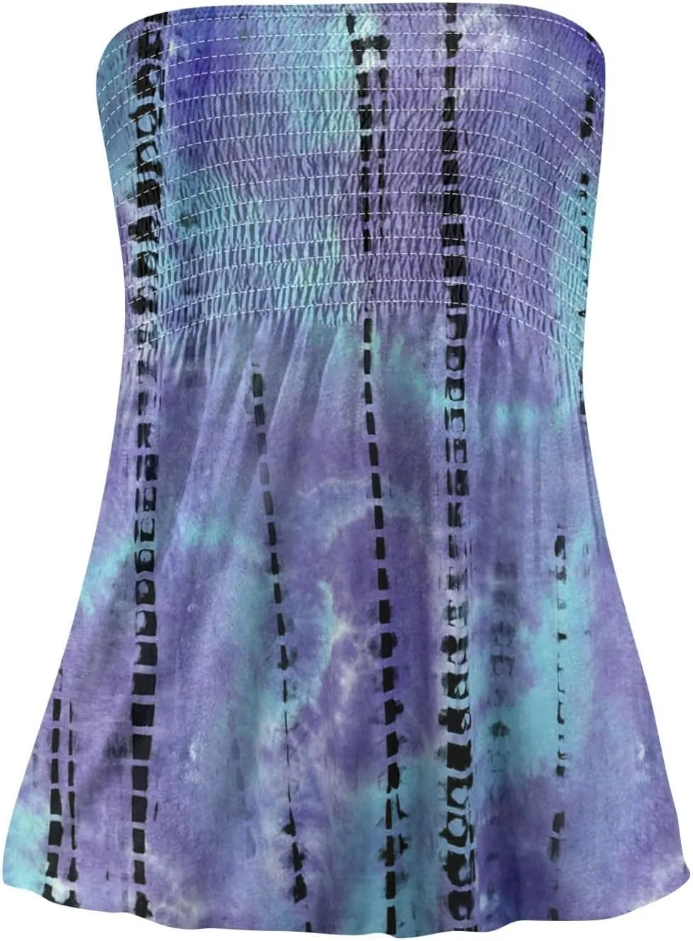 Womens Smocked Strapless Bandeau Tank Tops Floral Tube Tops Backless Bandeau Tunic Tops Sleeveless Shirts