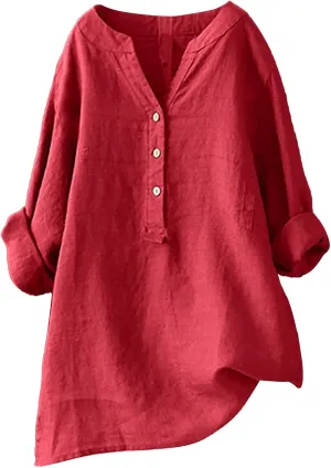 Womens Solid Color Linen Short Sleeve T Shirt Summer Comfy Casual Plus Size Tunic Tops V Neck Loose Fit Tshirt