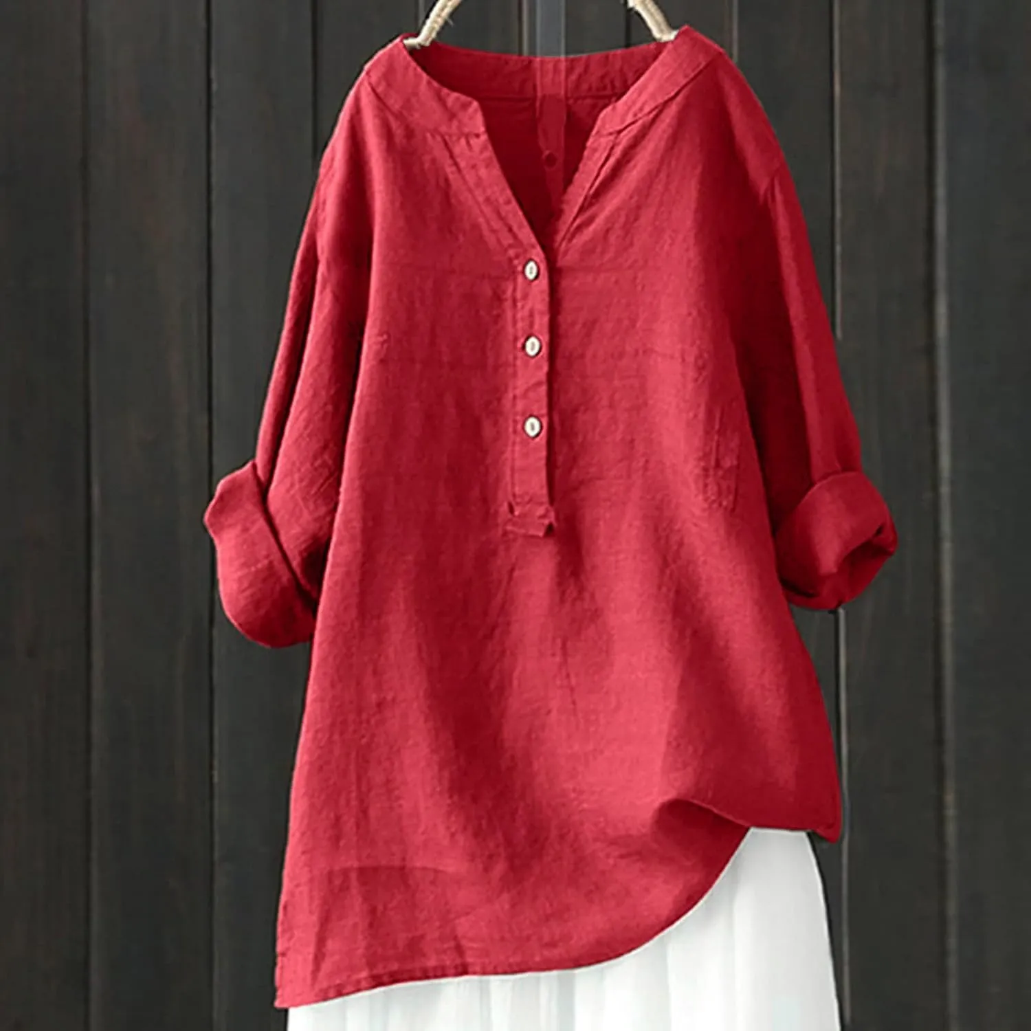Womens Solid Color Linen Short Sleeve T Shirt Summer Comfy Casual Plus Size Tunic Tops V Neck Loose Fit Tshirt