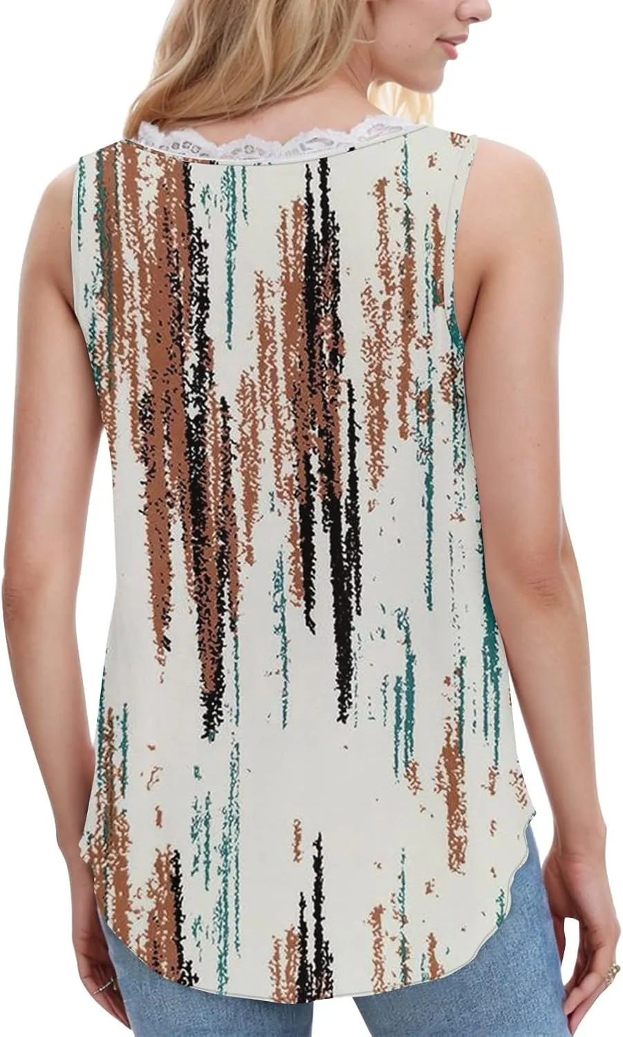 Womens Summer Tank Tops Loose Fit Lace V Neck Sleeveless Tops Shirts Dressy Casual Flowy Going Out Tank Tops