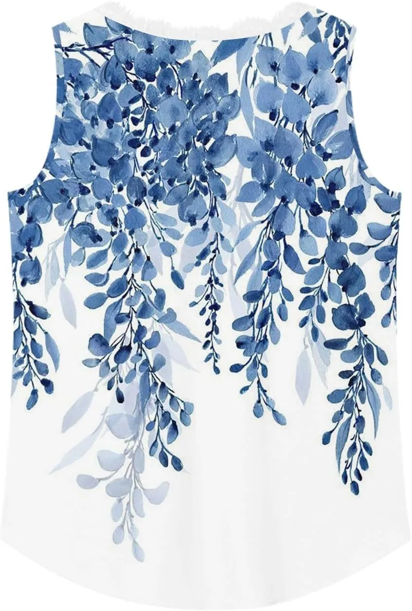 Womens Summer Tank Tops Loose Fit Lace V Neck Sleeveless Tops Shirts Dressy Casual Flowy Going Out Tank Tops