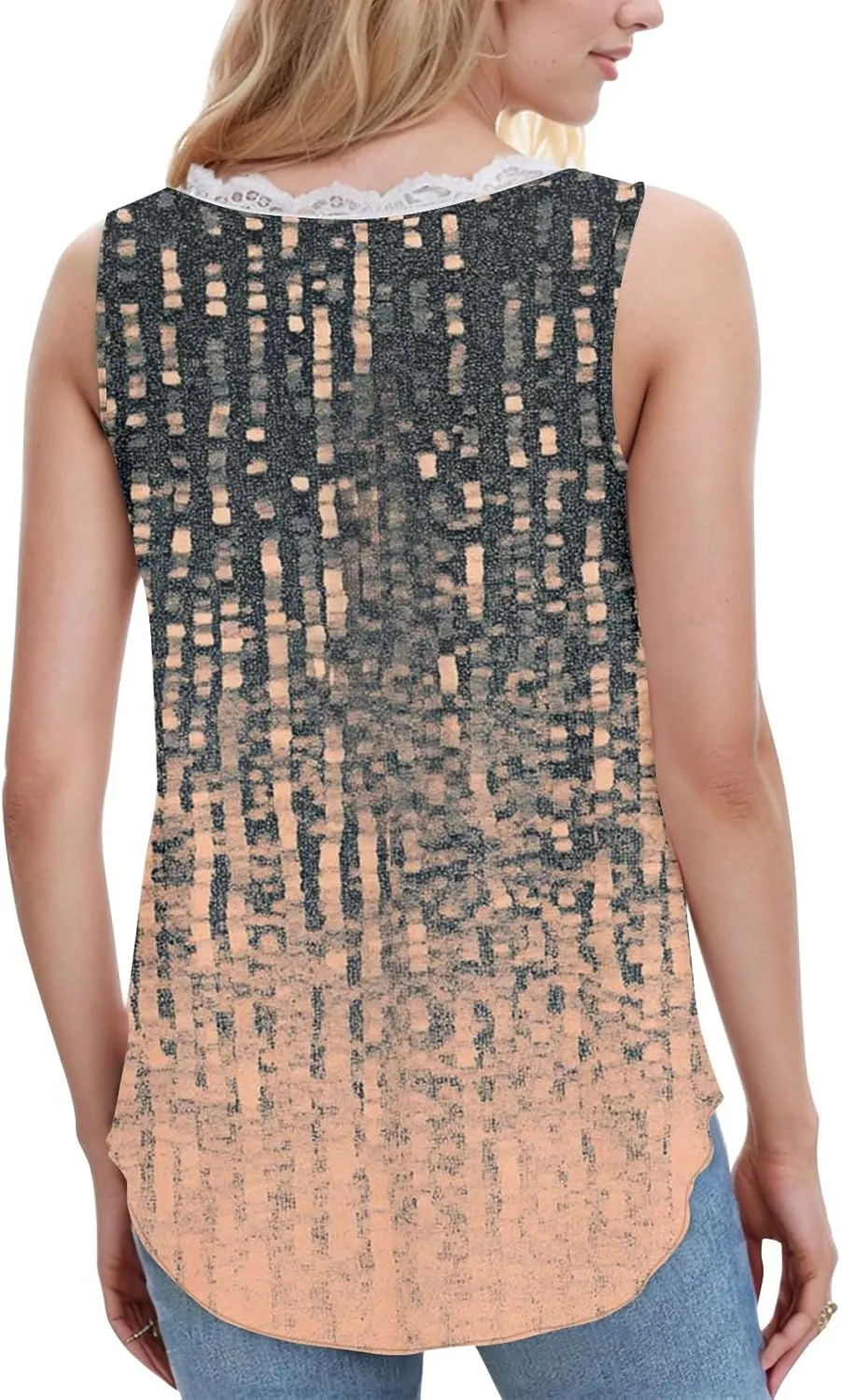 Womens Summer Tank Tops Loose Fit Lace V Neck Sleeveless Tops Shirts Dressy Casual Flowy Going Out Tank Tops