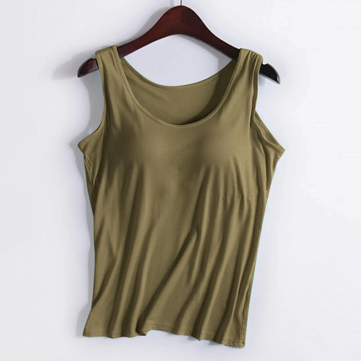 Womens Summer Tops Tank Tops with Built in Bra Modal Padded Camisole Yoga Bra Tanks Tops Racerback Workout Tops Undershirt