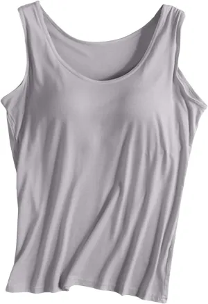 Womens Summer Tops Tank Tops with Built in Bra Modal Padded Camisole Yoga Bra Tanks Tops Racerback Workout Tops Undershirt