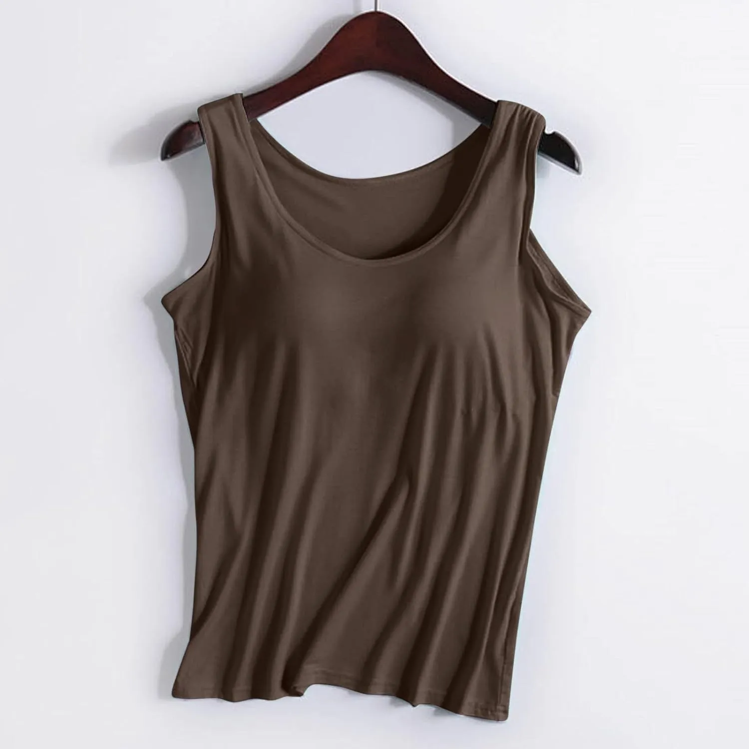 Womens Summer Tops Tank Tops with Built in Bra Modal Padded Camisole Yoga Bra Tanks Tops Racerback Workout Tops Undershirt