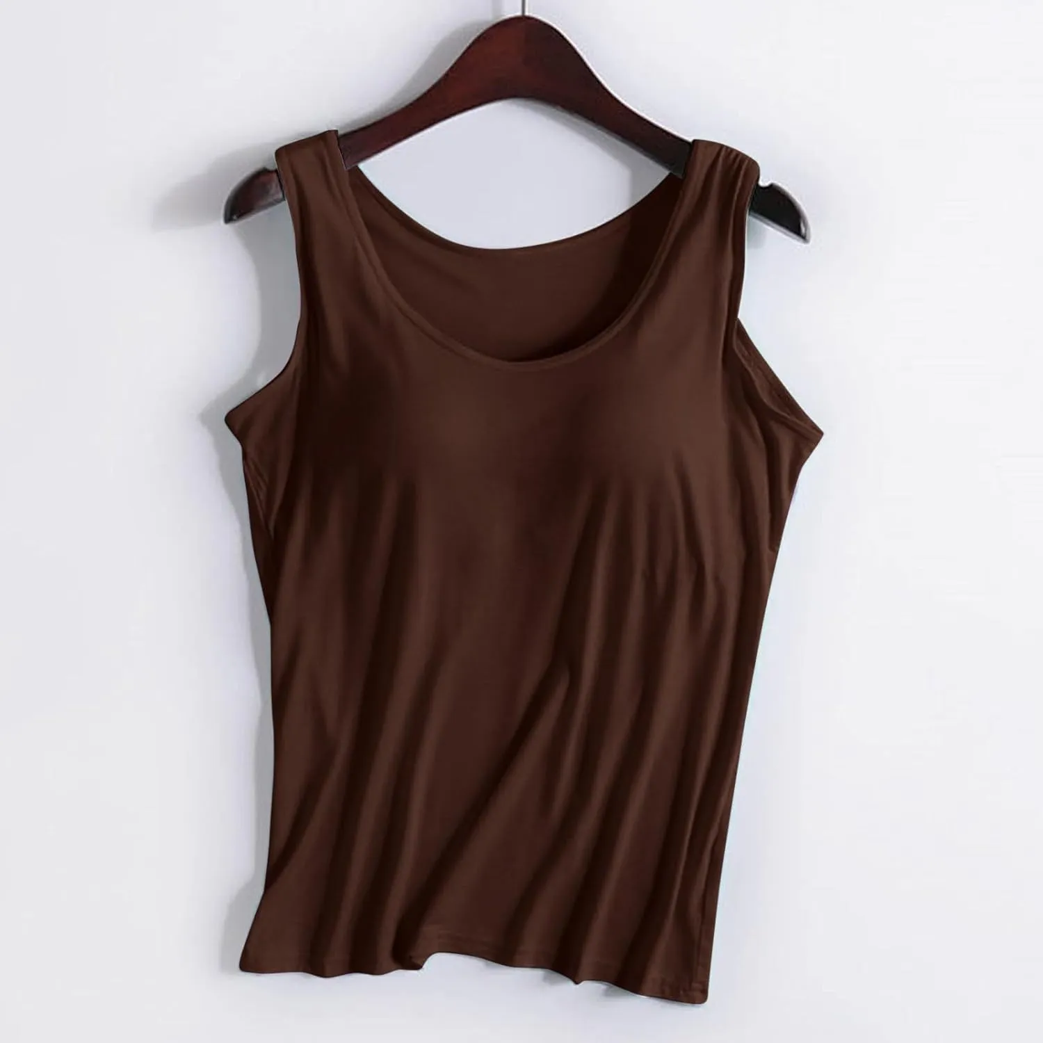 Womens Summer Tops Tank Tops with Built in Bra Modal Padded Camisole Yoga Bra Tanks Tops Racerback Workout Tops Undershirt