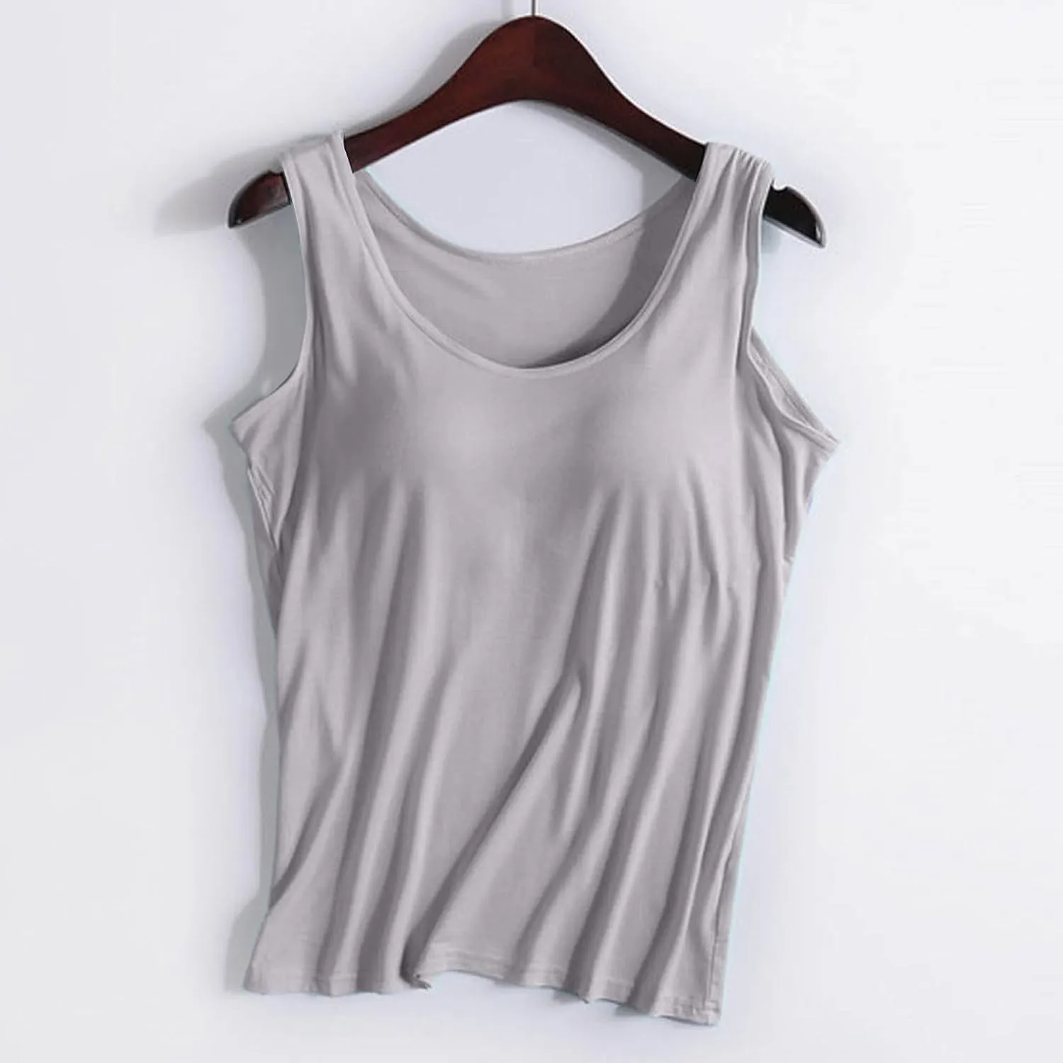 Womens Summer Tops Tank Tops with Built in Bra Modal Padded Camisole Yoga Bra Tanks Tops Racerback Workout Tops Undershirt