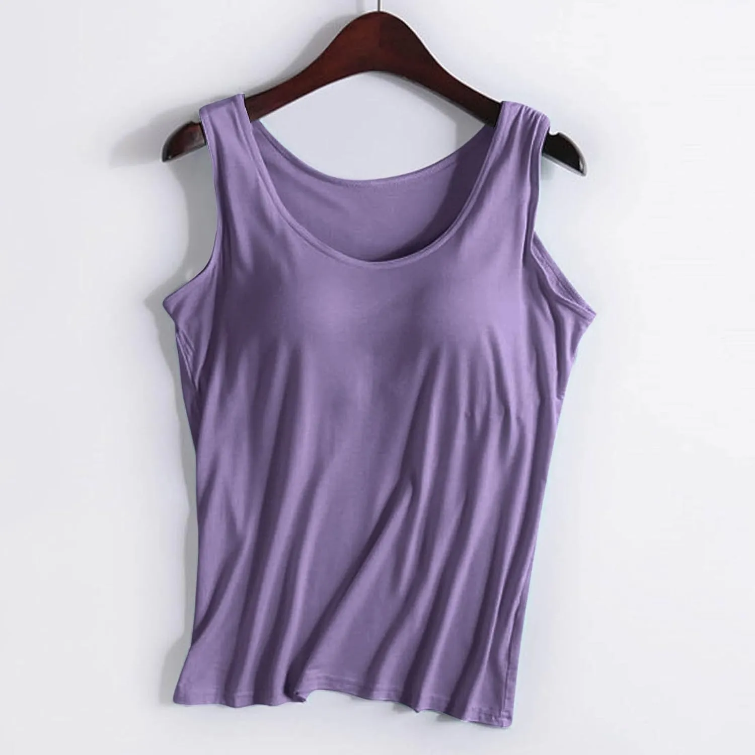 Womens Summer Tops Tank Tops with Built in Bra Modal Padded Camisole Yoga Bra Tanks Tops Racerback Workout Tops Undershirt