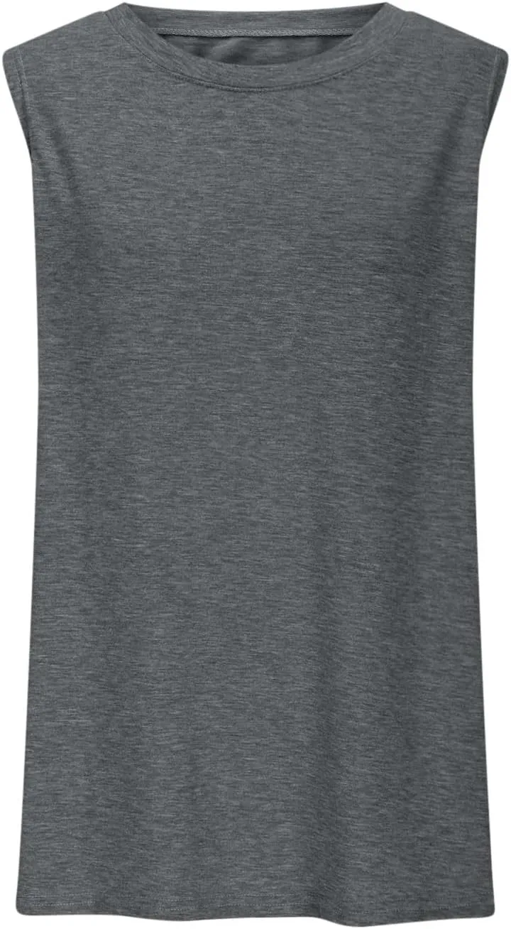 Womens Tank Tops Sleeveless Crew Neck Loose Fit Shirts Summer Clothes Solid Color Basic Tunic Blouse