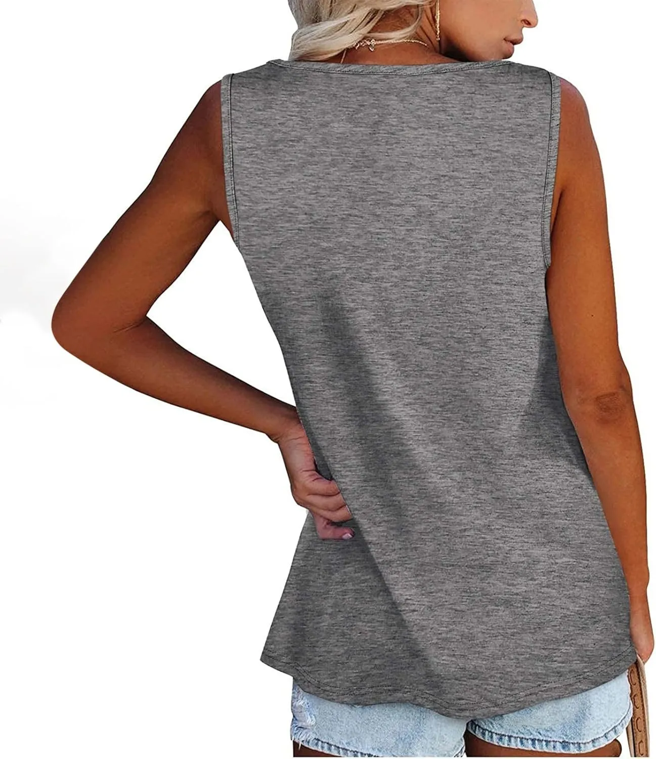 Womens Tank Tops Sleeveless Summer Tank Tops Oversized U Neck Loose Fit Button Casual Henley Tops Shirts 2025