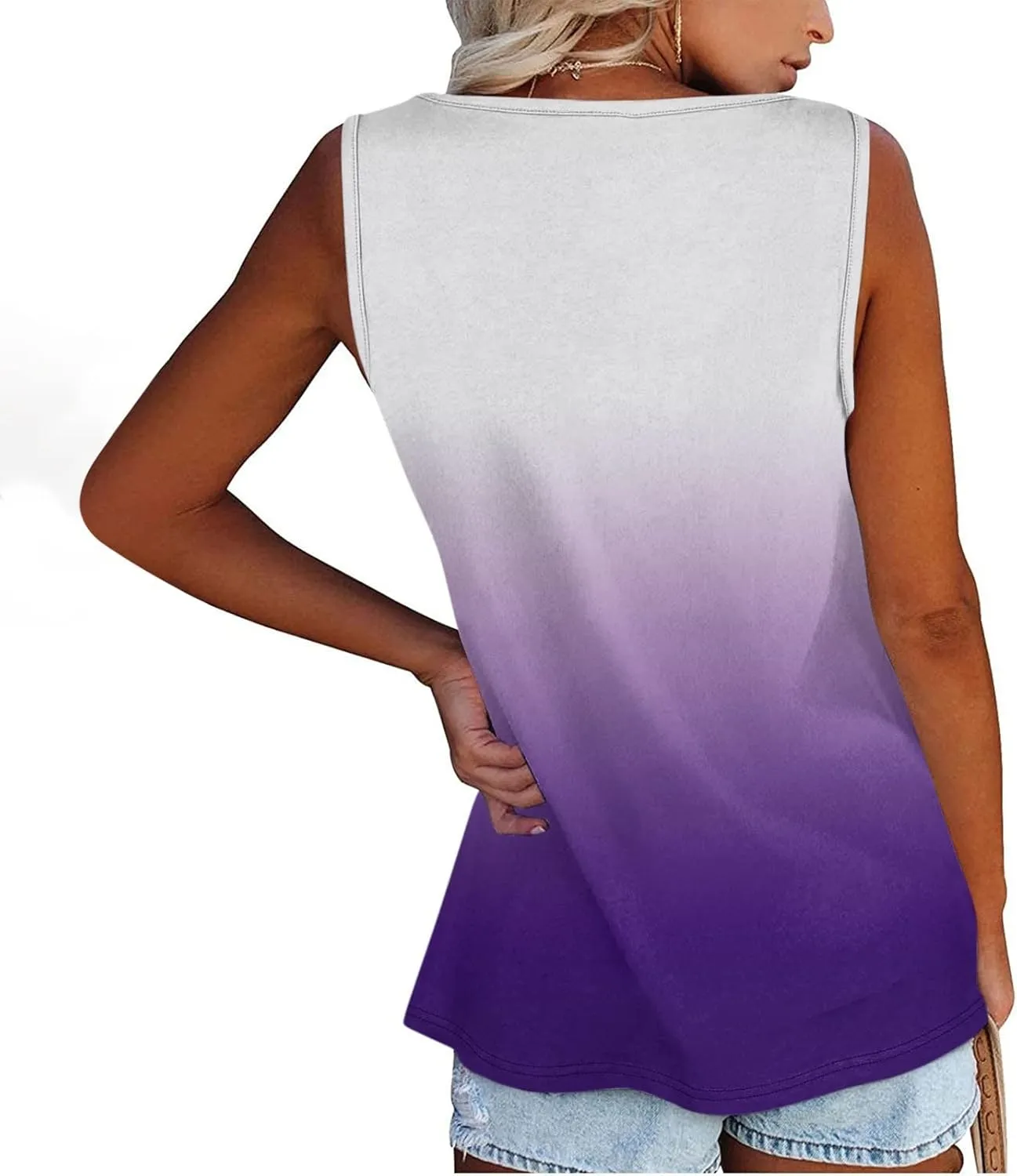 Womens Tank Tops Sleeveless Summer Tank Tops Oversized U Neck Loose Fit Button Casual Henley Tops Shirts 2025