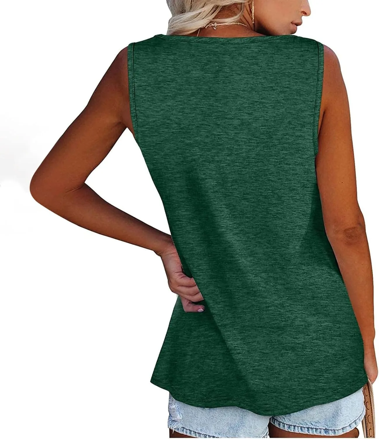 Womens Tank Tops Sleeveless Summer Tank Tops Oversized U Neck Loose Fit Button Casual Henley Tops Shirts 2025