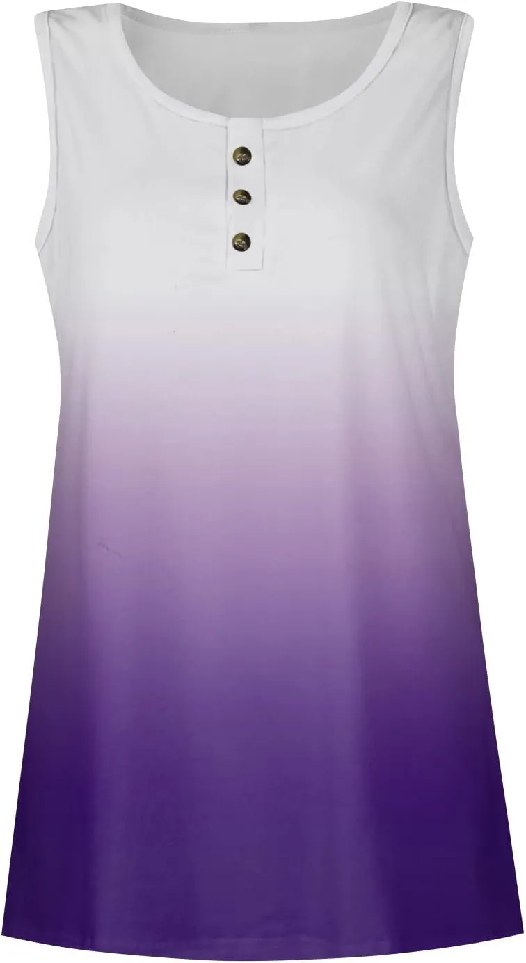 Womens Tank Tops Sleeveless Summer Tank Tops Oversized U Neck Loose Fit Button Casual Henley Tops Shirts 2025