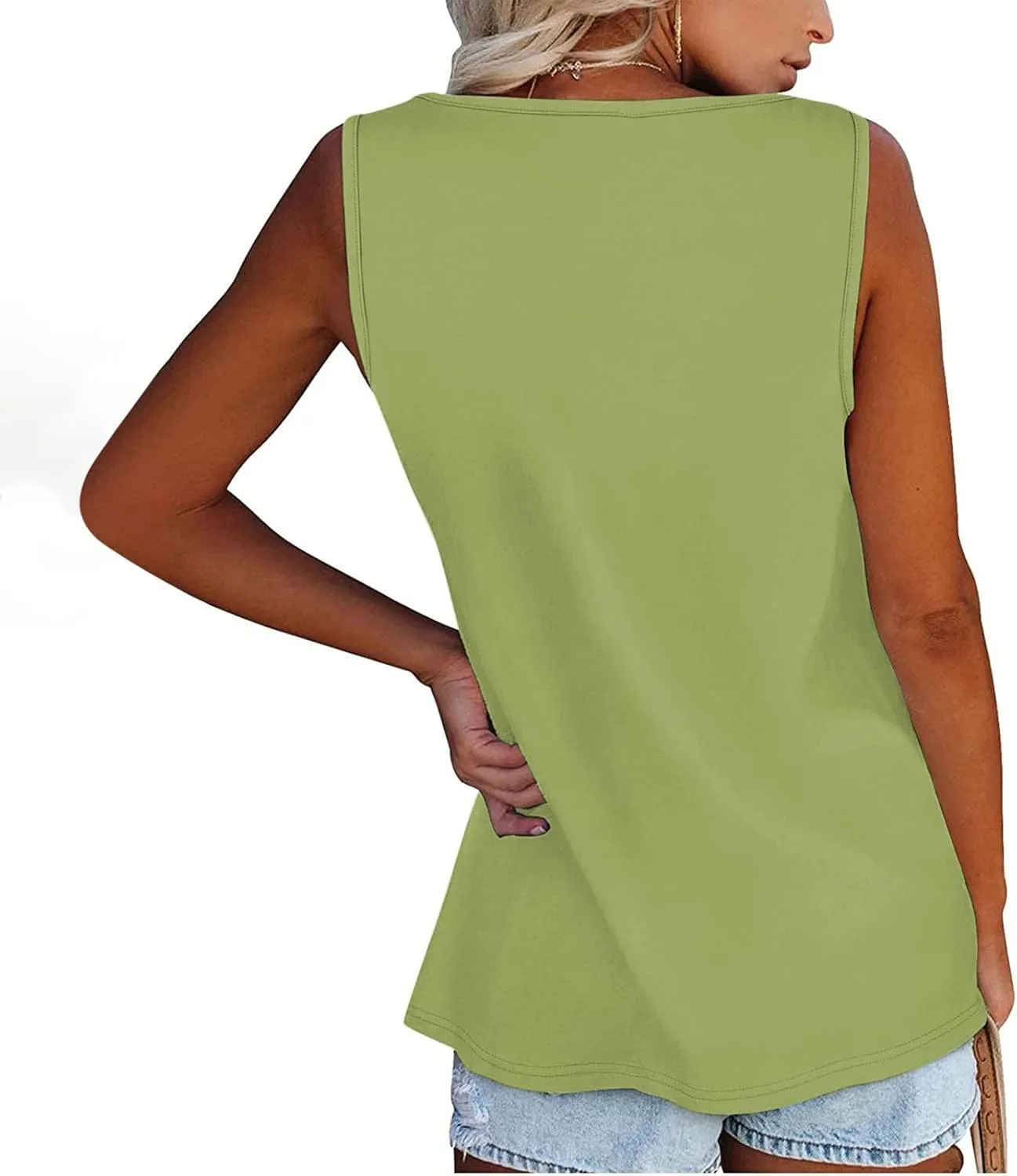 Womens Tank Tops Sleeveless Summer Tank Tops Oversized U Neck Loose Fit Button Casual Henley Tops Shirts 2025