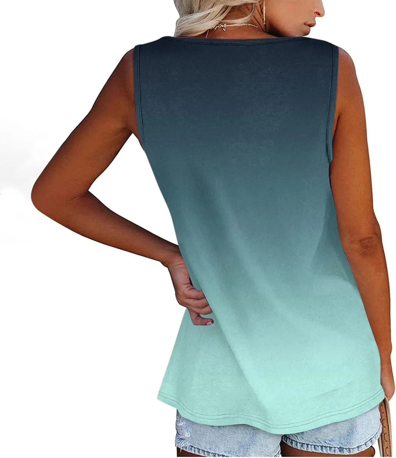Womens Tank Tops Sleeveless Summer Tank Tops Oversized U Neck Loose Fit Button Casual Henley Tops Shirts 2025