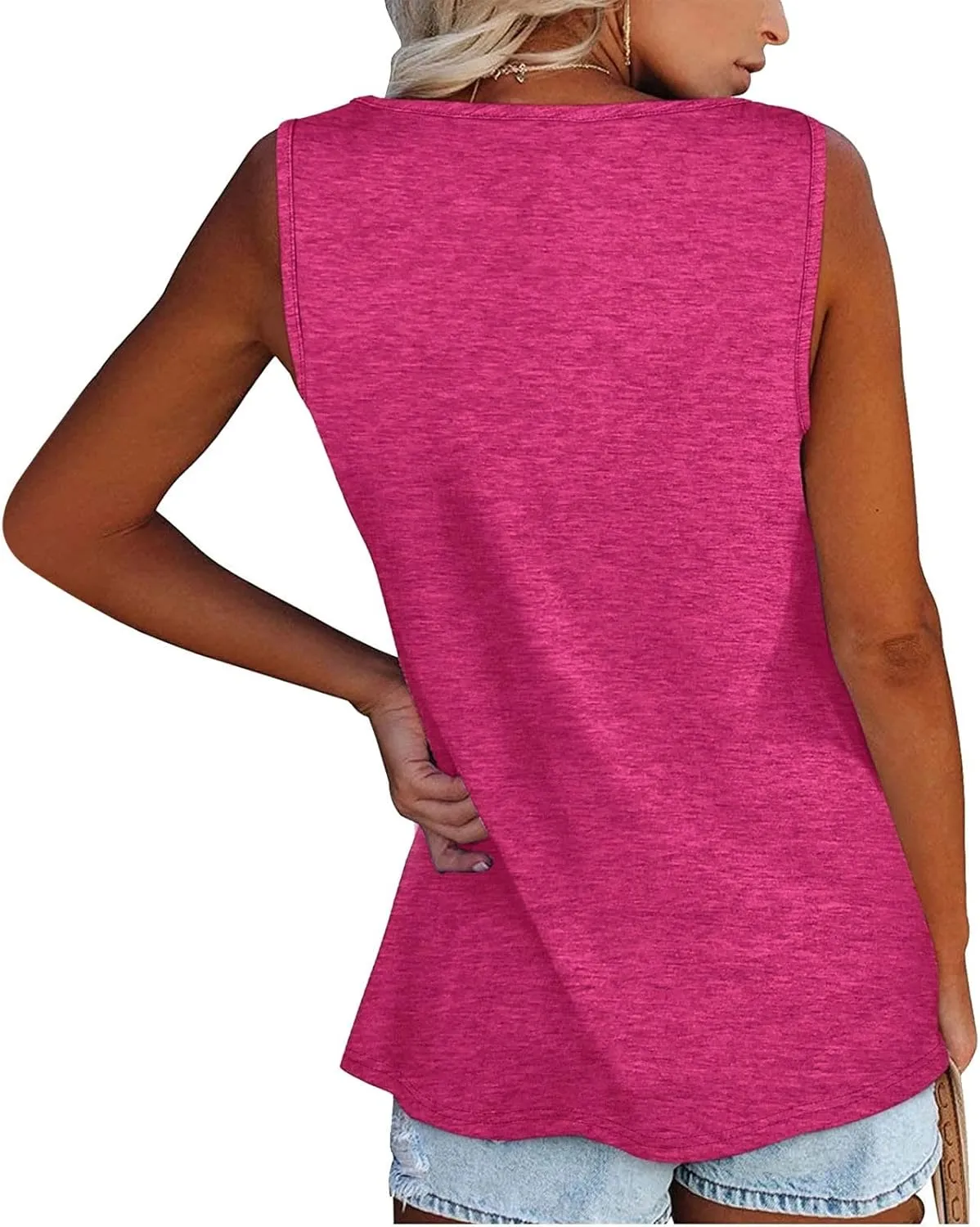 Womens Tank Tops Sleeveless Summer Tank Tops Oversized U Neck Loose Fit Button Casual Henley Tops Shirts 2025