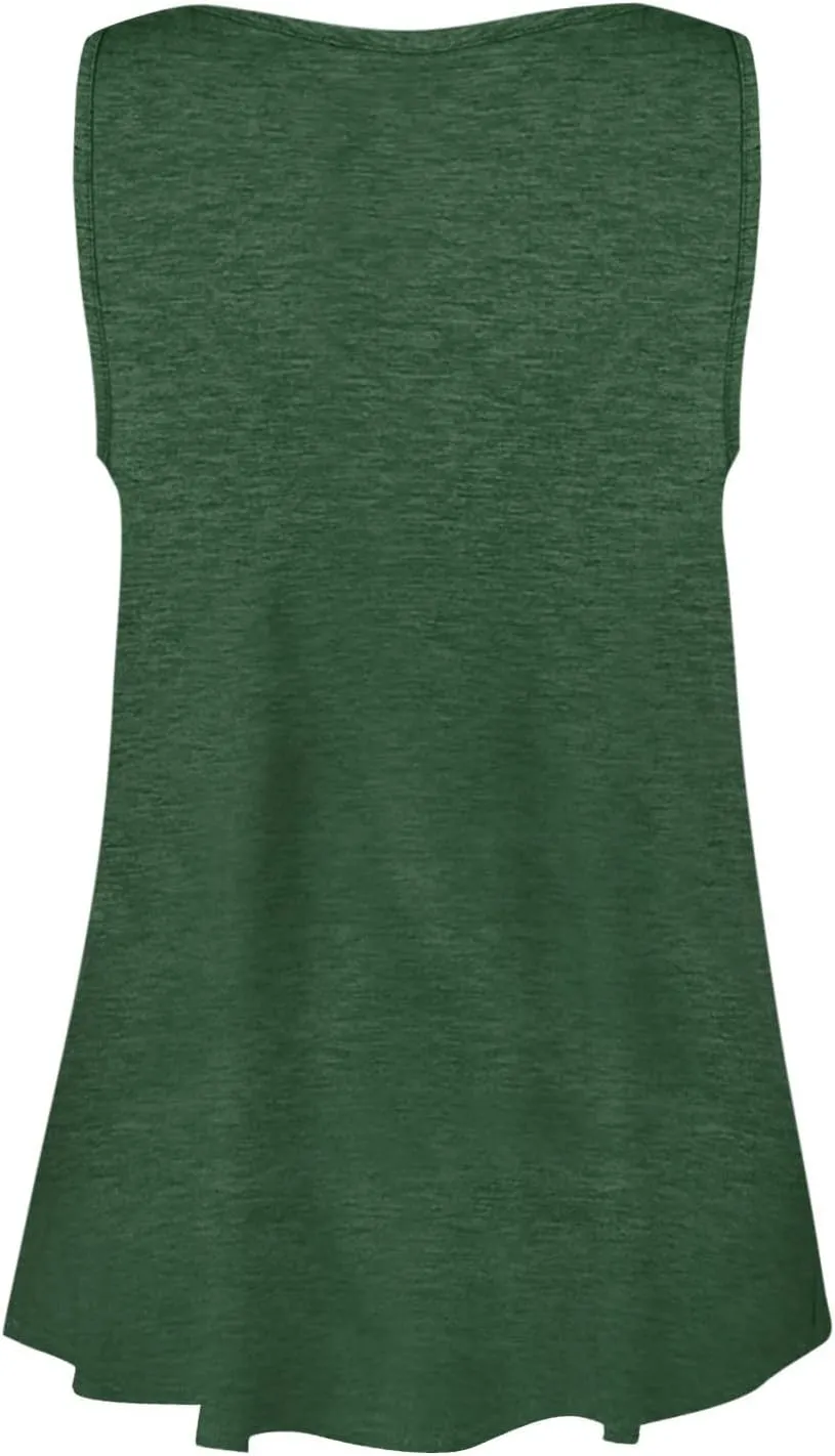 Womens Tank Tops Sleeveless Summer Tank Tops Oversized U Neck Loose Fit Button Casual Henley Tops Shirts 2025